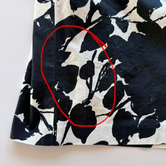 VGUC Lafayette 148 Cotton Floral Print A-Line Pleat Skirt in Black & White Sz 6 - Picture 4 of 9